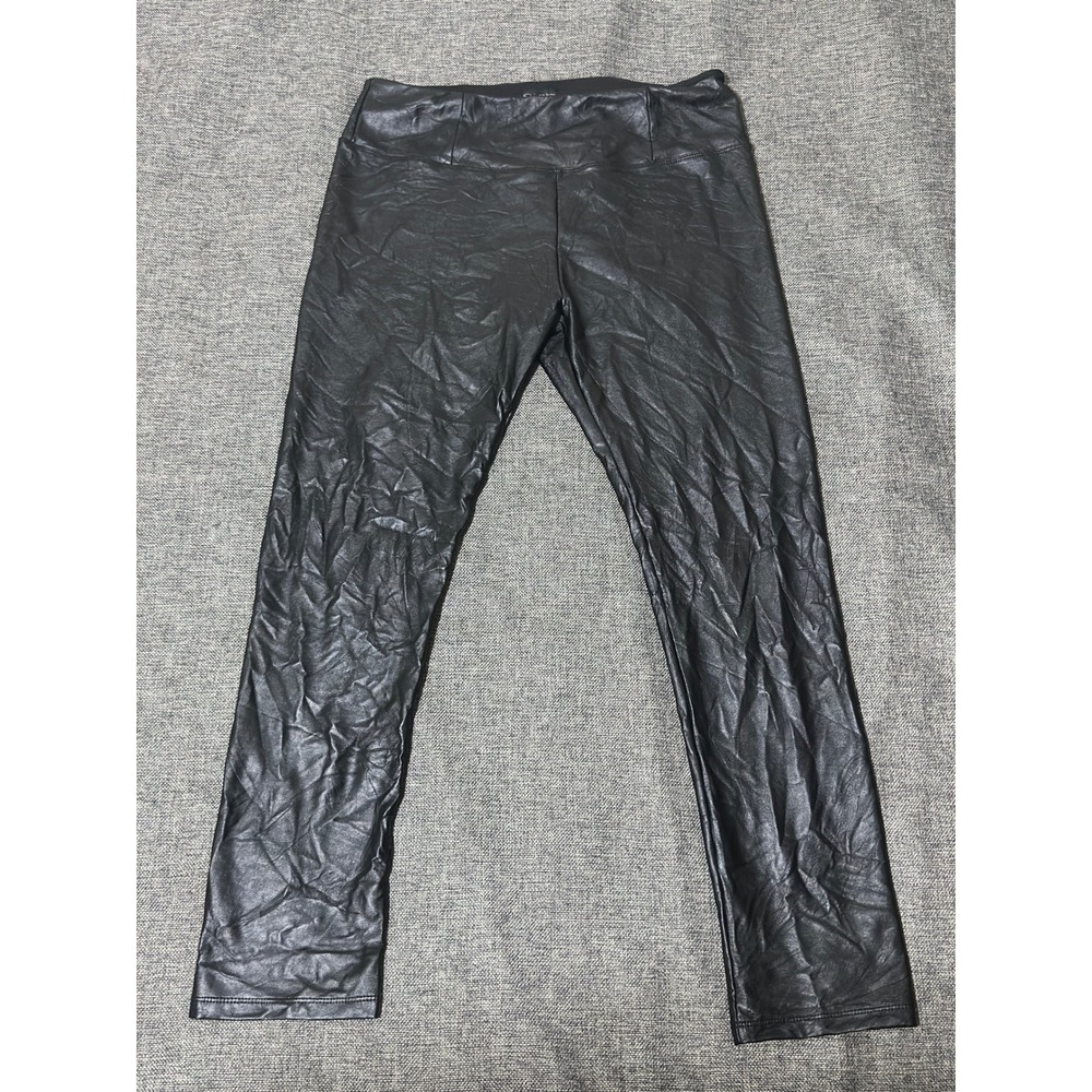 Shinestar Womens 1X Leggings Faux Leather Black NP3049SX